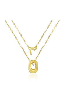 Gold Finish Pearl Pendant Necklace