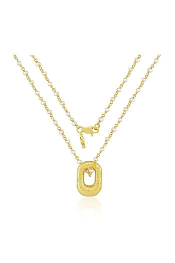 Gold Finish Pearl Pendant Necklace