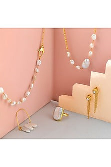Gold Finish Necklace With Pearls