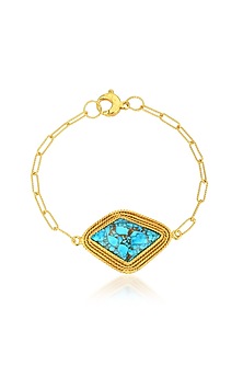Gold Finish Turquoise Bracelet
