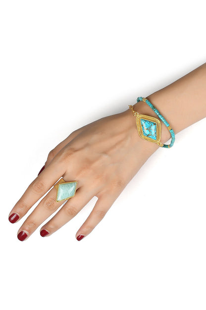 Gold Finish Turquoise Bracelet