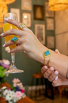 Gold Finish Turquoise Bracelet