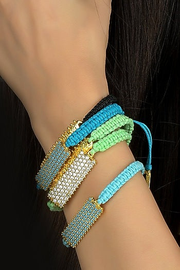 Gold Finish Cubic Zirconia Bar Bracelet