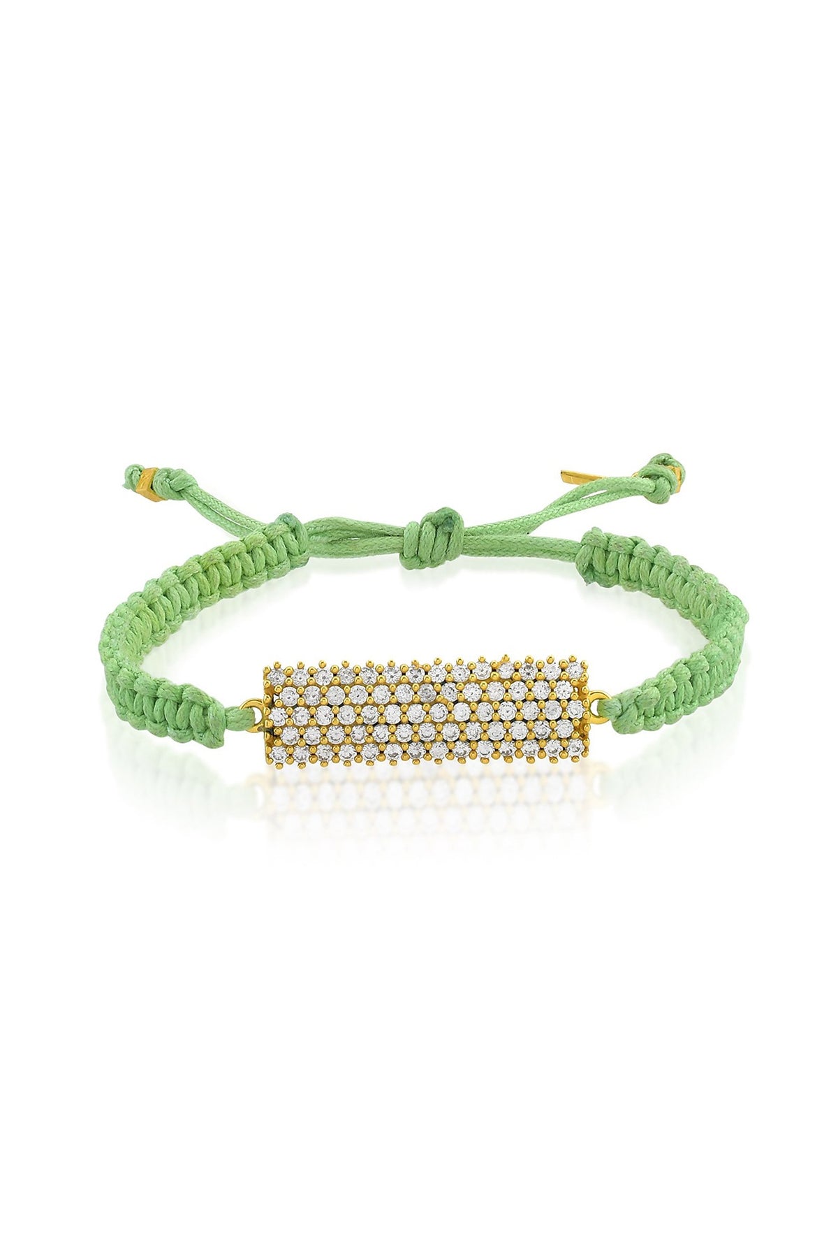 Gold Finish Cubic Zirconia Adjustable Bar Bracelet