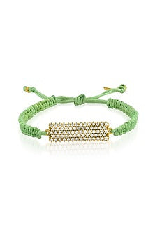 Gold Finish Cubic Zirconia Adjustable Bar Bracelet