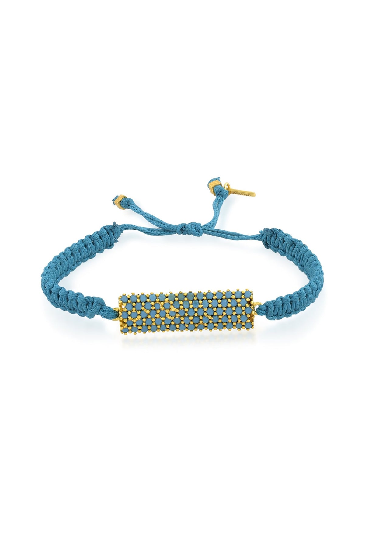 Gold Finish Adjustable Bar Bracelet With Cubic Zirconia