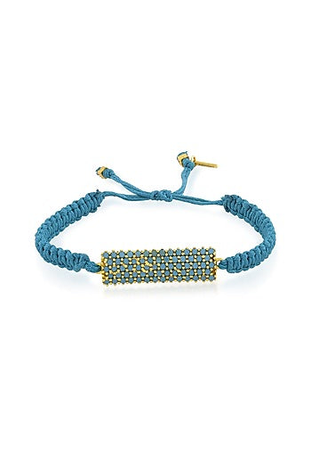 Gold Finish Adjustable Bar Bracelet With Cubic Zirconia