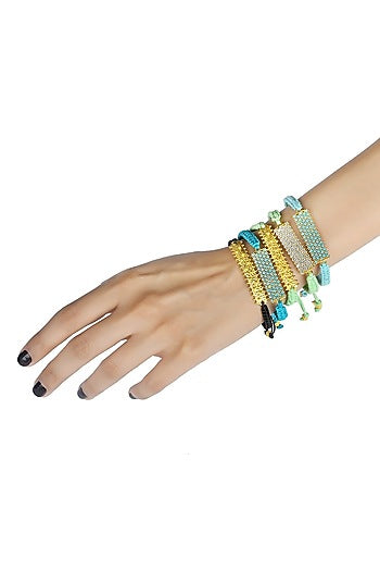 Gold Finish Adjustable Bar Bracelet With Cubic Zirconia