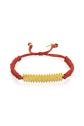 Gold Finish Red Thread Bracelet