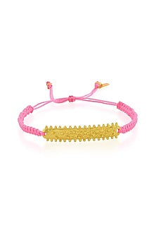 Gold Finish Pink Thread Bracelet