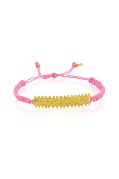 Gold Finish Pink Thread Bracelet
