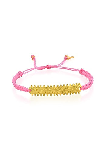 Gold Finish Pink Thread Bracelet