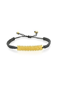 Gold Finish Grey Thread Bracelet