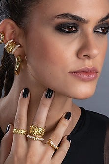 Gold Finish Dotted Ring