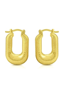 Gold Finish Earrings In Mixed Metal