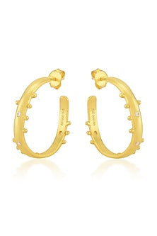 Gold Finish Hoop Earrings In Mixed Metal