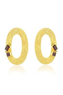 Gold Finish Hoop Earrings With Cubic Zirconia