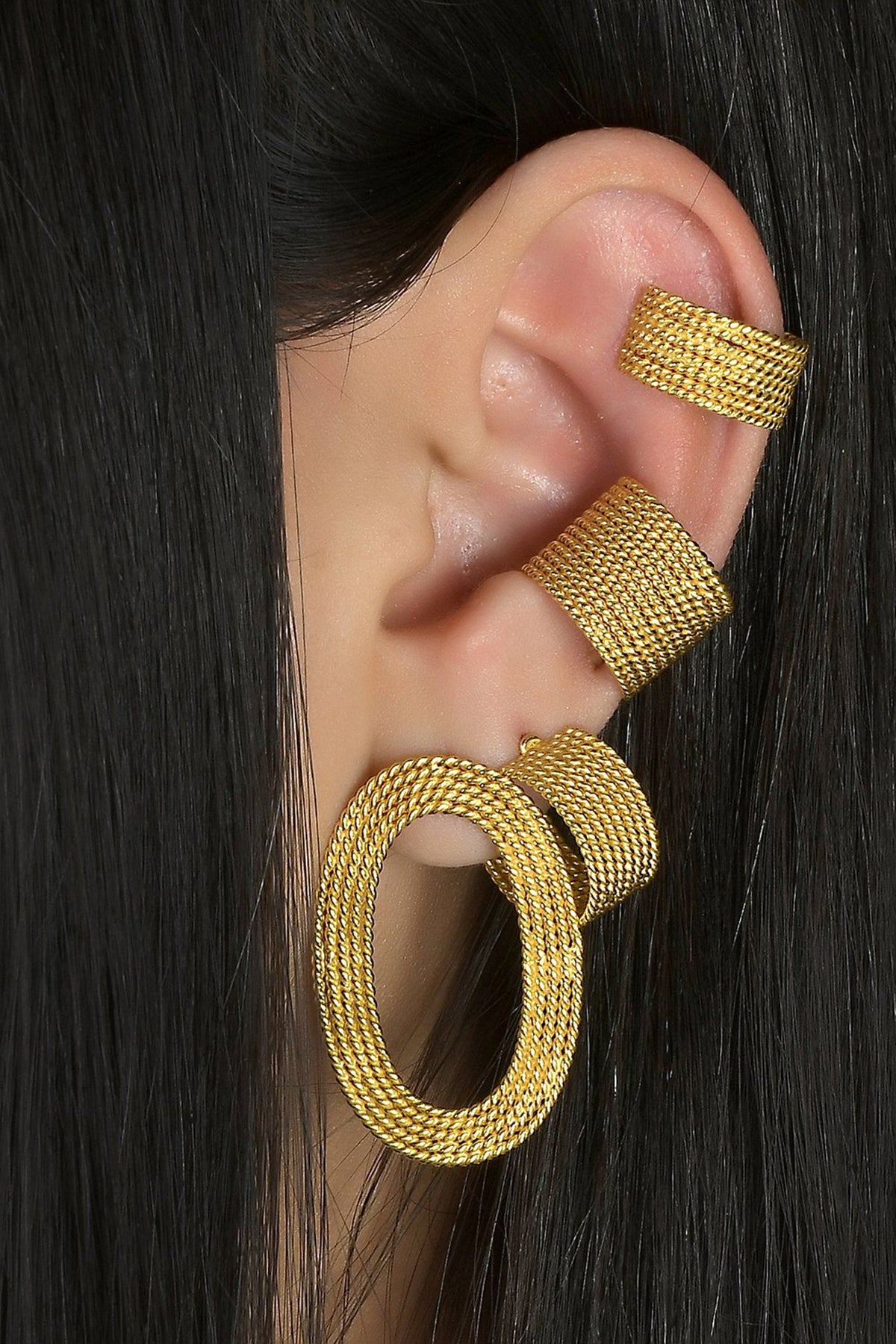 Gold Finish Hoop Earrings