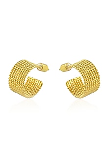 Gold Finish Hoop Earrings In Mixed Metal