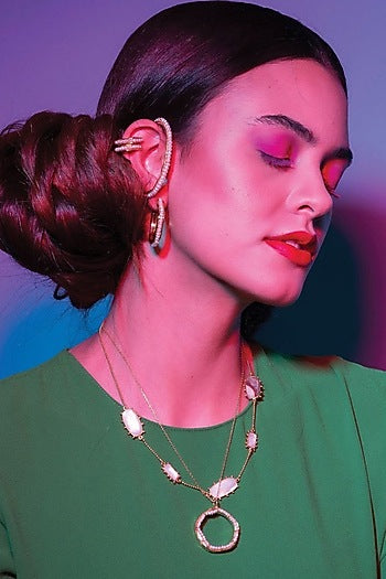 Gold Finish Pearl Hoop Earrings