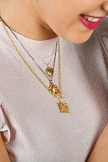 Gold Finish Pendant In Mixed Metal