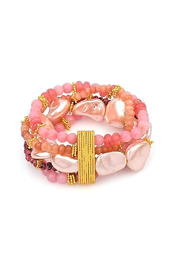 Gold Plated Pink Pearl Handcrafted Bracelet