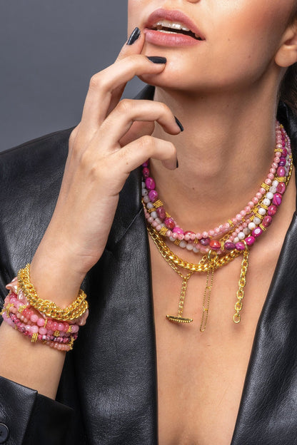 Gold Plated Pink Pearl Handcrafted Bracelet