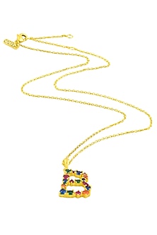 Gold Finish Multi-Colored Cubic Zirconia B Initial Necklace
