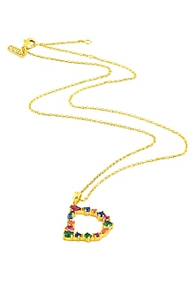 Gold Finish Multi-Colored Cubic Zirconia D Initial Necklace