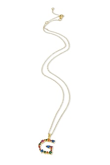Gold Finish Multi-Colored Cubic Zirconia G Initial Necklace