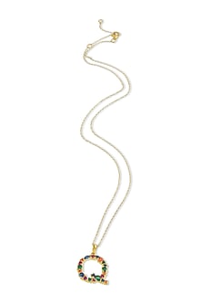 Gold Finish Multi-Colored Cubic Zirconia Q Initial Necklace