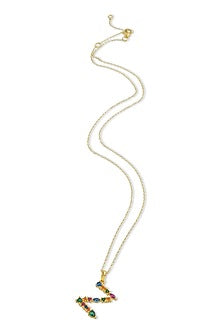 Gold Finish Multi-Colored Cubic Zirconia Z Initial Necklace