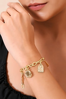 Gold Finish Lapis Lazuli Detachable Cobbled Legacy Link Bracelet