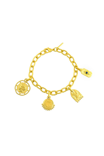 Gold Finish Lapis Lazuli Detachable Cobbled Legacy Link Bracelet