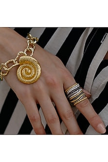 Multi-Tone Finish Recycled Bronze Rings (Set Of 4)