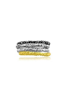 Multi-Tone Finish Recycled Bronze Rings (Set Of 4)