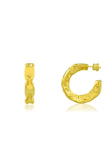 Gold Finish Hammered Foil Hoop Earrings