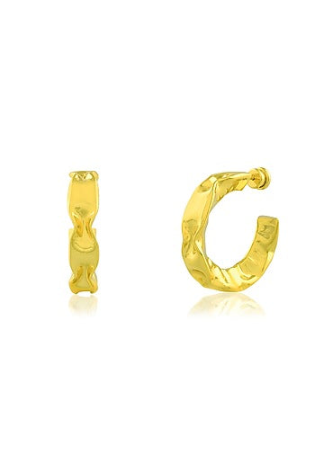 Gold Finish Hammered Foil Hoop Earrings