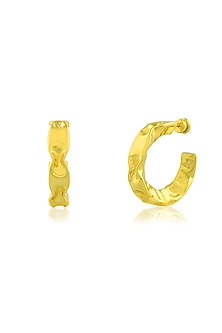 Gold Finish Hammered Foil Hoop Earrings