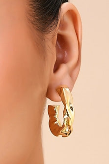 Gold Finish Hammered Foil Hoop Earrings