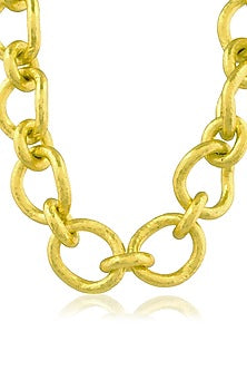 Gold Finish Link Heirloom Necklace