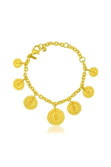 Gold Finish Medallions Embossed Serpent Anklet