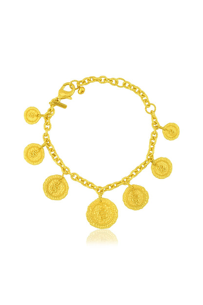 Gold Finish Medallions Embossed Serpent Anklet