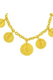 Gold Finish Medallions Embossed Serpent Anklet