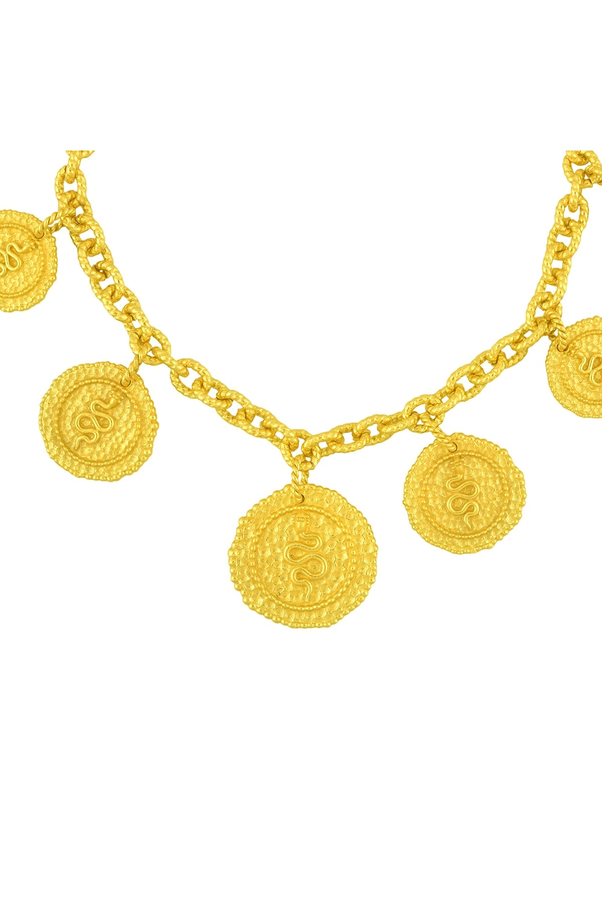 Gold Finish Medallions Embossed Serpent Anklet
