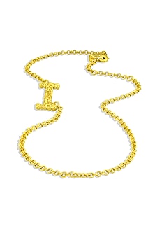 Gold Finish I initial Monogram Chain Necklace