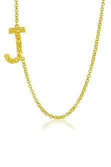 Gold Finish J initial Monogram Chain Necklace