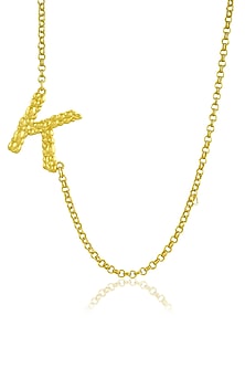 Gold Finish K initial Monogram Chain Necklace