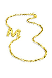 Gold Finish M initial Monogram Chain Necklace