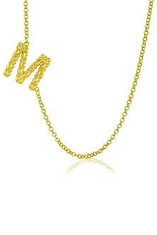 Gold Finish M initial Monogram Chain Necklace